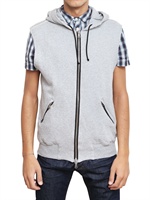 PIERRE BALMAIN - HOODED ZIPPED FLEECE VEST SWEATSHIRT