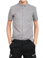 PIERRE BALMAIN - VICHY POPLIN KURZÄRMELIGES HEMD