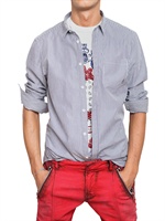 PIERRE BALMAIN - LOGO PLAQUE GESTREIFTES POPLIN HEMD