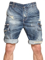 PIERRE BALMAIN - SHORTS IM DESTROYED LOOK GEWASCHENER DENIM