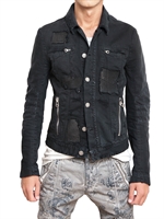 PIERRE BALMAIN - GIACCA SPORTIVA IN DENIM EFFETTO CONSUMATO