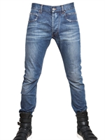 PIERRE BALMAIN - 17CM DISTRESSED DENIM SKINNY FIT JEANS