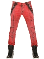 PIERRE BALMAIN - 17CM DYED DENIM BIKER SUPER SKINNY JEANS