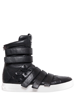 PIERRE BALMAIN - MULTIBAND HOHE LEDER SNEAKERS