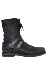 PIERRE BALMAIN - WAXED SUEDE BIKER BOOTS