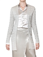 RALPH LAUREN BLACK LABEL - SILK CABLE KNIT CARDIGAN SWEATER