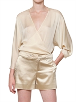 RALPH LAUREN BLACK LABEL - VOLETA SATIN FACE SEIDEN MOUSSELINE HEMD