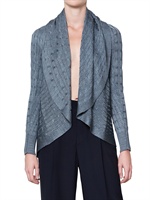 RALPH LAUREN BLACK LABEL - SILK CABLE KNIT CIRCLE CARDIGAN SWEATER