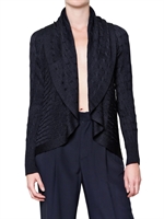 RALPH LAUREN BLACK LABEL - SILK CABLE KNIT CIRCLE CARDIGAN SWEATER