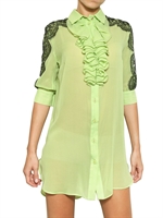 FRANCESCO SCOGNAMIGLIO - SPITZEN SEIDEN CHIFFON HEMD