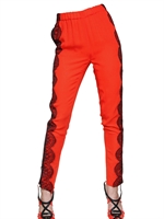 FRANCESCO SCOGNAMIGLIO - PANTALONI IN CHIFFON CON FASCE DI PIZZO LATERALI
