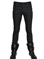 RICK OWENS - 17CM WAXED STRETCH DENIM JEANS