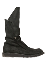 RICK OWENS - SIDE ZIPPED WAXED CRUST BOOTS