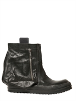 RICK OWENS - DOUBLE LEATHER ZIPPED POCKET LOW BOOTS