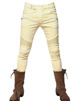 BALMAIN - 17CM COLOURED DENIM BIKER JEANS