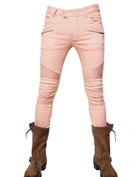 BALMAIN - 17CM COLOURED DENIM BIKER JEANS