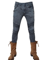 BALMAIN - 17CM STRETCH VINTAGE DENIM BIKER JEANS