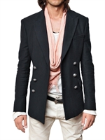 BALMAIN - COTTON CANVAS DOUBLE BREASTED JACKET