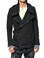 BALMAIN - COTTON CANVAS CABAN BIKER COAT