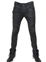 BALMAIN - 17CM COLOURED DENIM BIKER JEANS