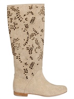 PETER FLOWERS - 20MM LAZER CUT SUEDE PULL ON BOOTS