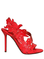 SERGIO ROSSI - 105MM FLURO LEATHER FLOWER SANDALS