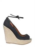 SERGIO ROSSI - ZEPPE OPEN TOE IN DENIM CON LACCI ALLA CAVIGLIA