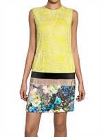 MSGM - COTTON LACE ON PRINTED BOUCLÈ DRESS