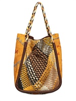 CLARAMONTE - BORSA IN PELLE INTRECCIATA E RICAMATA