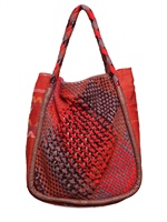 CLARAMONTE - BORSA IN PELLE INTRECCIATA E RICAMATA