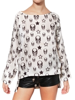 PHILIPP PLEIN - CAMICIA DI RASO STAMPA TESCHI