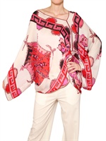 EMILIO PUCCI - BEDRUCKTES MATTES SEIDEN SATIN KAFTAN TOP