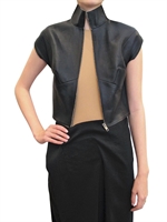 MAISON MARTIN MARGIELA - RAU SCHNITT ÄRMELLOSE LEDER JACKE