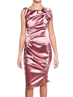 NINA RICCI - RUCHED TECHNICAL STRETCH SATIN DRESS