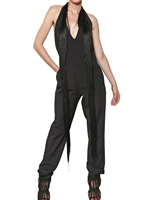 MAISON MARTIN MARGIELA - TUTA IN TWILL DI COTONE STRETCH CON FRANGE