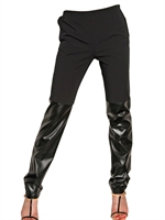 MAISON MARTIN MARGIELA - PANTALONI IN ECOPELLE E TWILL DI COTONE STRETCH