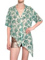 AMERICAN RETRO - ASSYMETRISCHE SBLUMEN BEDRUCKTES CHIFFON HEMD
