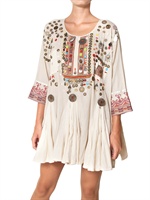 MES DEMOISELLES - FOLK EMBROIDERED COTTON GAUZE DRESS