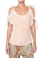 MES DEMOISELLES - SEIDEN CREPE MIT MASCHEN TOP