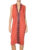 ETRO - BEADED VISCOSE CADY DRESS - RUST