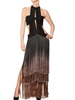 ETRO - DEGRADÉ SILK FRINGE ON SILK CREPE DRESS