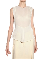 CALVIN KLEIN COLLECTION - SEIDEN GEORGETTE BAUMWOLL JERSEY TOP