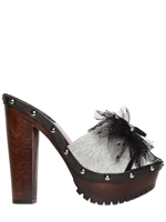 RED VALENTINO - WOOD AND FLEECE BOW SANDALS