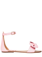 RED VALENTINO - LEATHER BOW ANKLE STRAP FLATS
