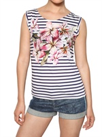 STELLA MCCARTNEY - FLOWER PRINT STRIPEY JERSEY TANK TOP