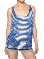 STELLA MCCARTNEY - PALM PRINT STRIPY COTTON JERSEY TANK TOP