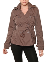 GEOSPIRIT - SHORT NYLON TRENCHT - TAUPE
