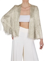 SALVATORE FERRAGAMO - BEADED FRINGE SILK GEORGETTE JACKET