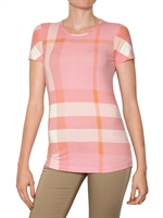 BURBERRY BRIT - CHECKED COTTON JERSEY T-SHIRT