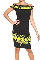 BLUMARINE - FRINGED OFF THE SHOULDER VISCOSE KNIT DR